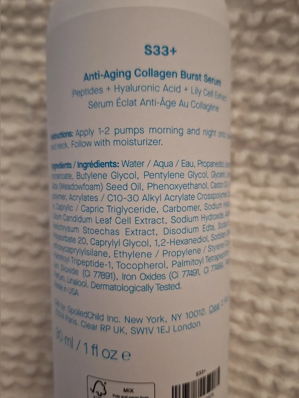 NWT Spoiledchild S33 Anti-aging Collagen Burst Serum